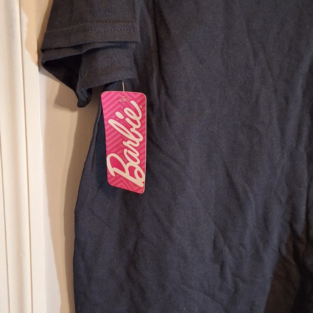 Barbie Women's Black T-Shirt with Pink Logo - Picture 3 of 9
